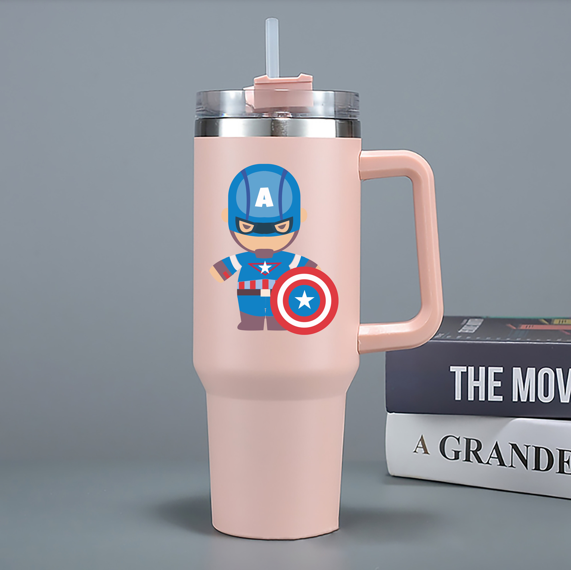 （画像用） アベンジャーズ The Avengers 1200mL車用タンブラー - クリスタルステッカー（プラスチックストロー付き）